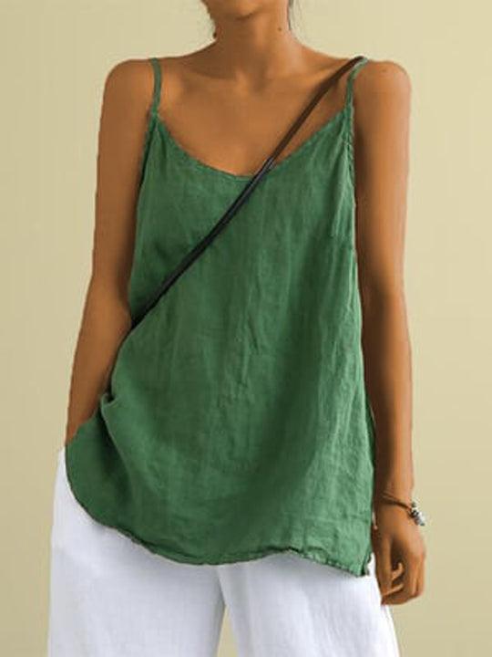 Kathleen Top | Zomerse linnen top in spaghettibandjes - Carla Moda