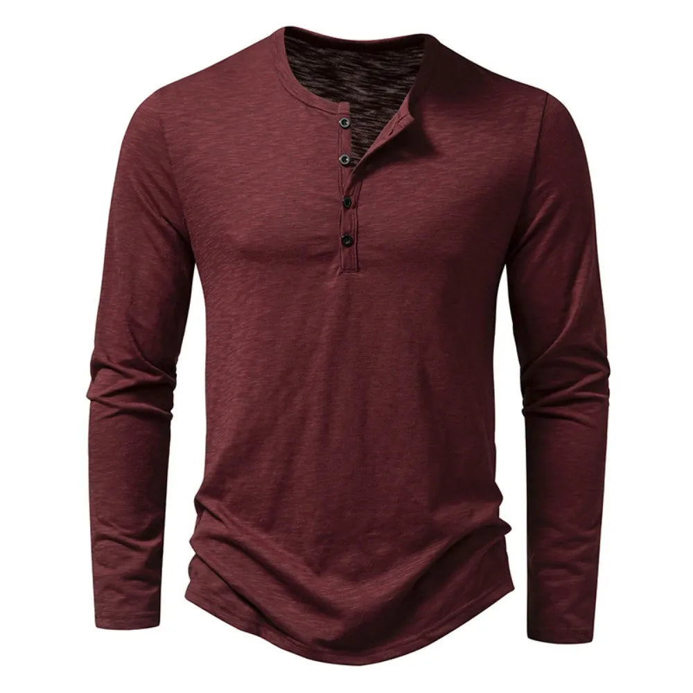 London Overhemd | Heren Lange Mouw Henley Overhemd