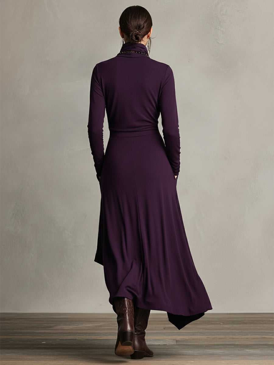 Dames Asymmetrische Gebreide Maxi Jurk