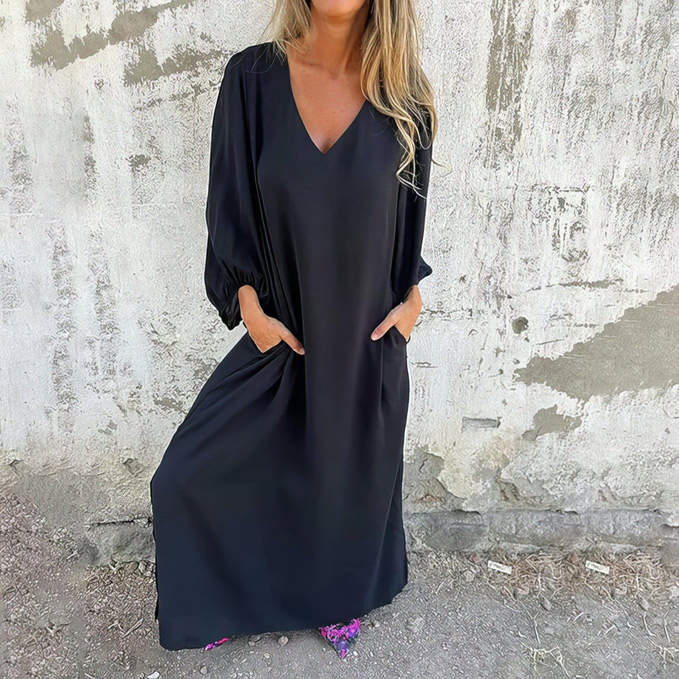 Dames Maxi Jurk met Zakken Vloeiend