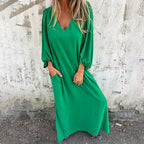Dames Maxi Jurk V Hals met Zakken