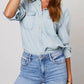 Salome Blouse | Dames Herfst Denim Blouse met Knopen en Lange Mouwen