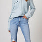 Salome Blouse | Dames Herfst Denim Blouse met Knopen en Lange Mouwen