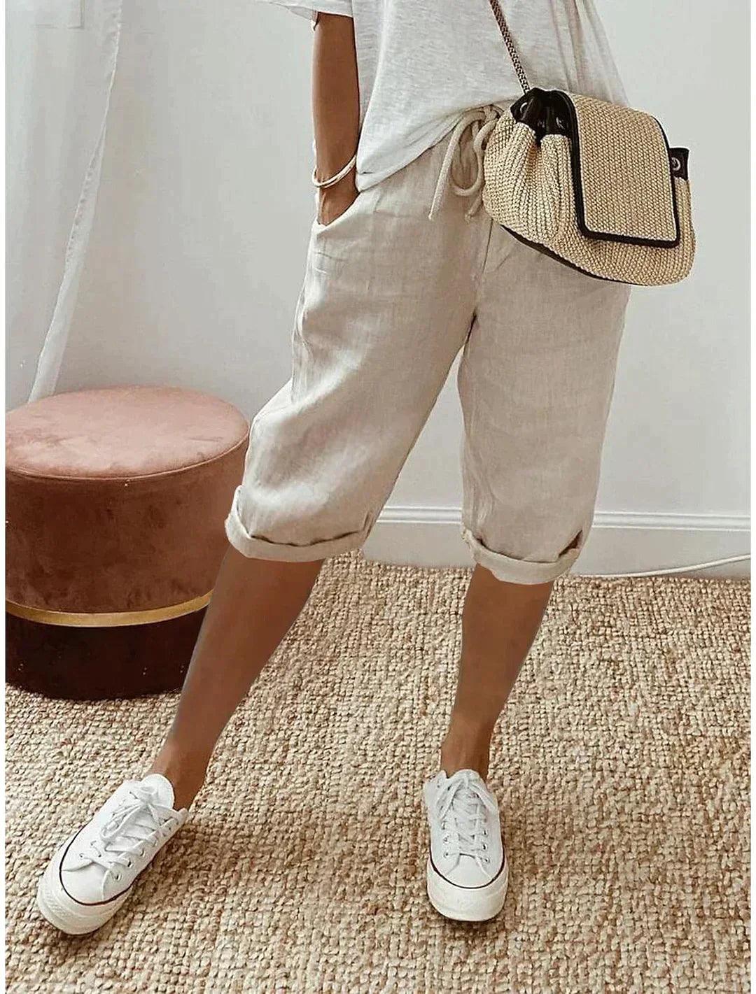 Linnen Broek met Losse Pasvorm | Hannah Broek - Carla Moda