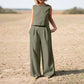 Marybeth Set | Vrouwen mouwloze top & wijde pijp broeken set