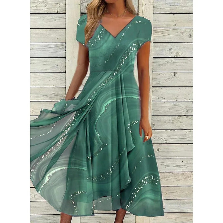 Dames Midi Jurk V Hals
