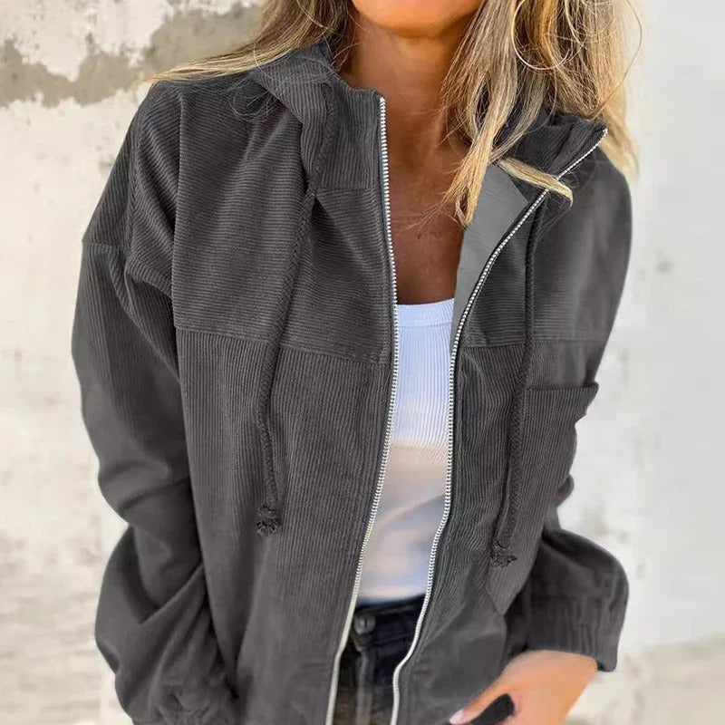 Ubertina Jas | Dames Herfst Casual Hooded Jas met Rits