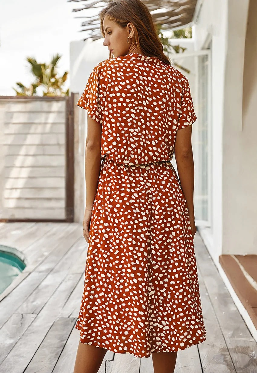 Dames Zomer Midi Jurk Dierenprint