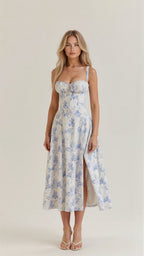 Dames Bustier Midi Jurk met Split
