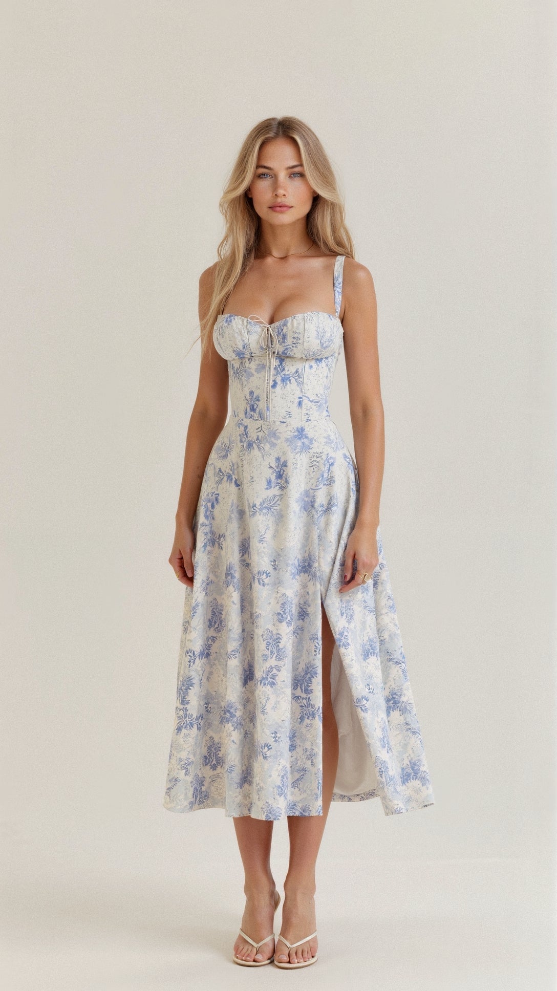 Dames Bustier Midi Jurk met Split