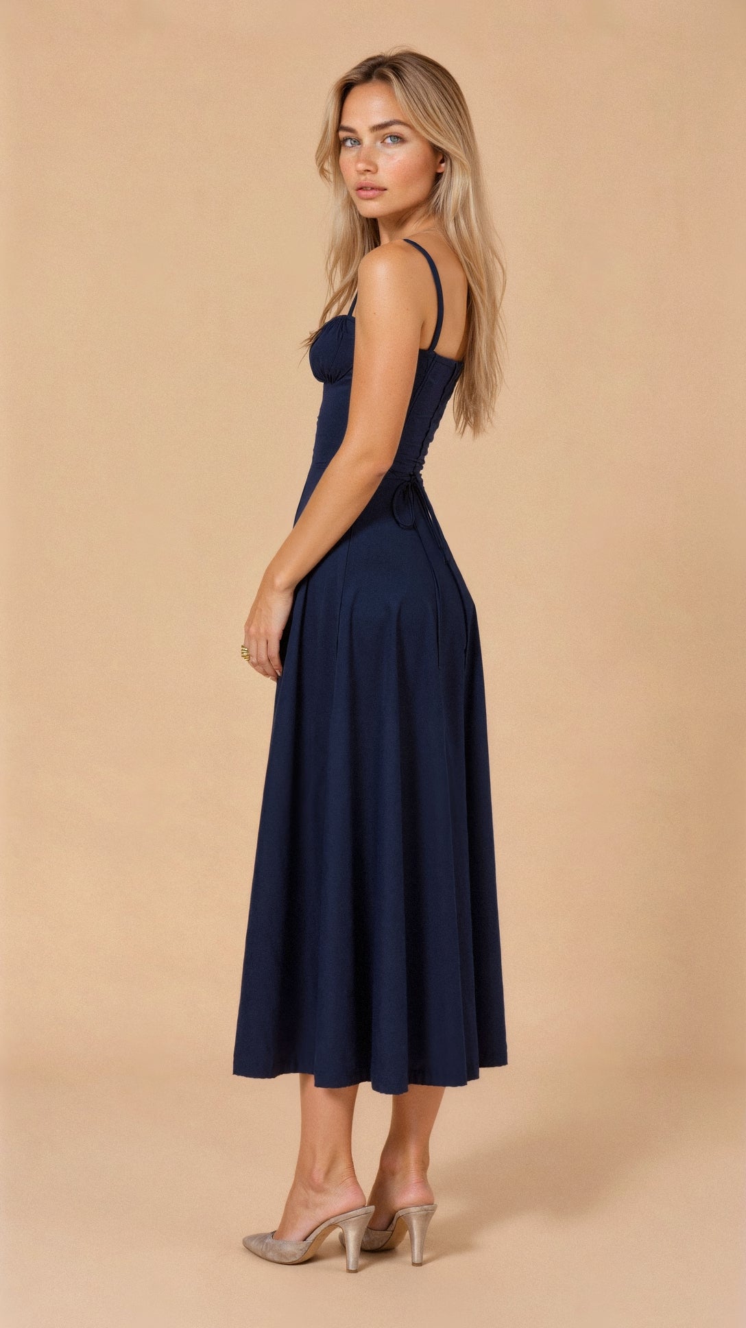 Dames Bustier Midi Jurk met Split