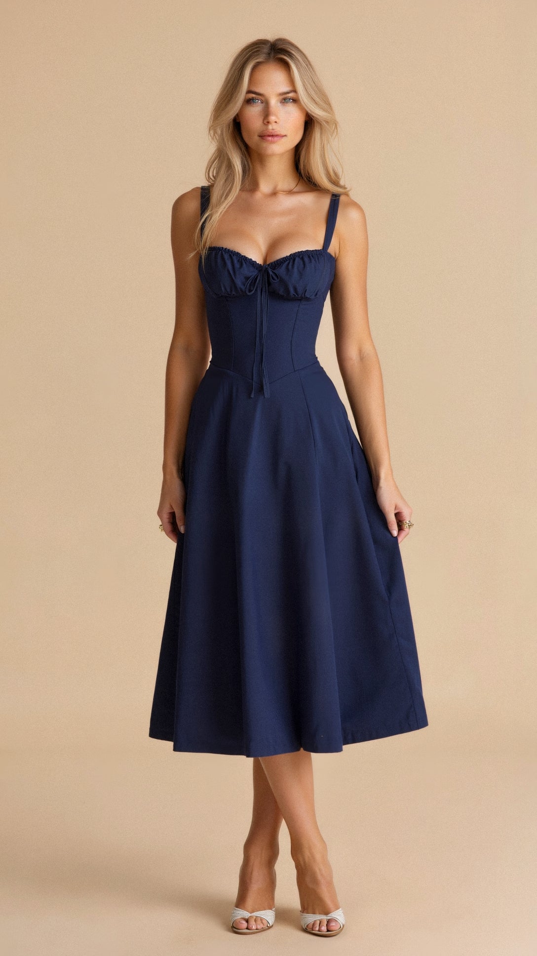 Dames Bustier Midi Jurk met Split