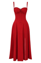 Dames Bustier Midi Jurk met Split