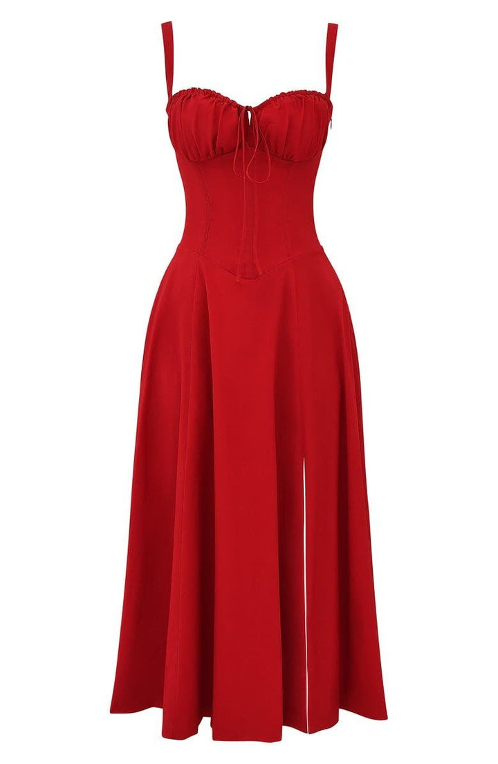 Dames Bustier Midi Jurk met Split