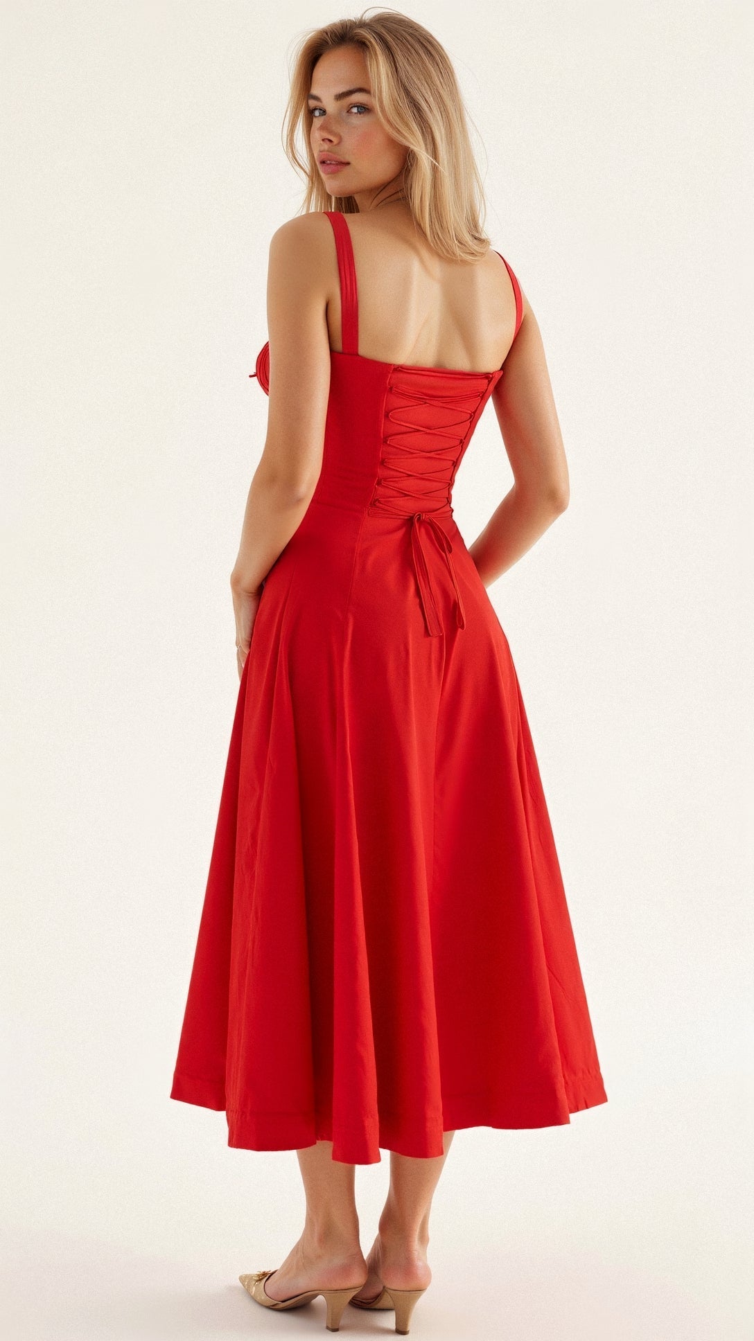 Dames Bustier Midi Jurk met Split