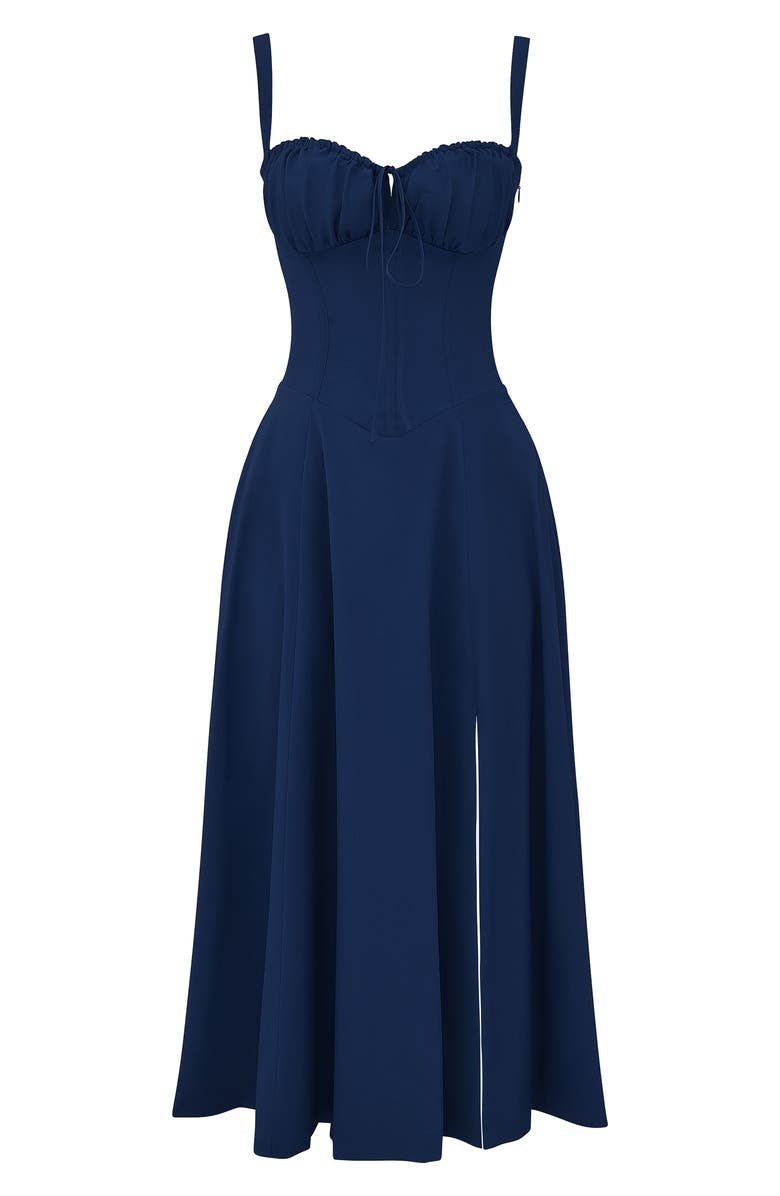 Dames Bustier Midi Jurk met Split