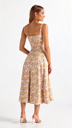 Dames Bustier Midi Jurk met Split