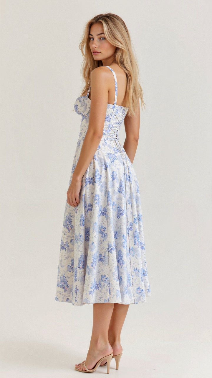 Dames Bustier Midi Jurk met Split