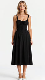 Dames Bustier Midi Jurk met Split