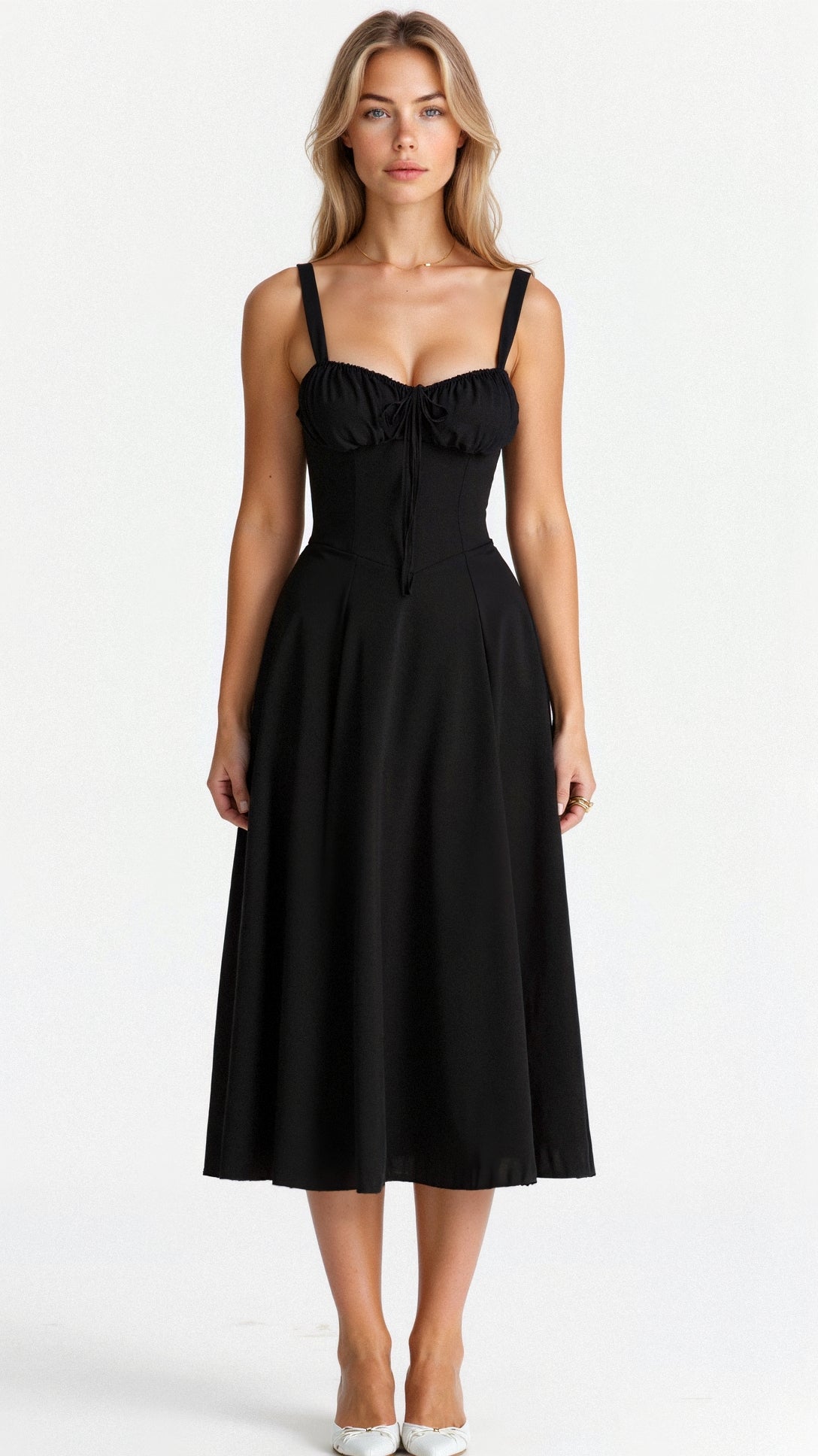 Dames Bustier Midi Jurk met Split