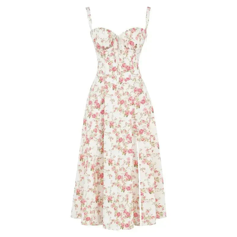 Dames Bustier Midi Jurk met Split