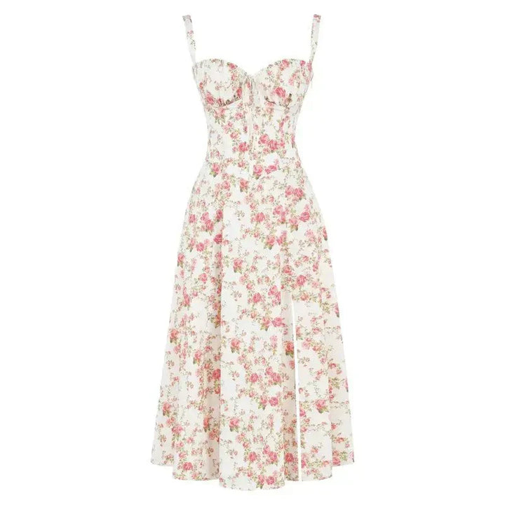 Dames Bustier Midi Jurk met Split