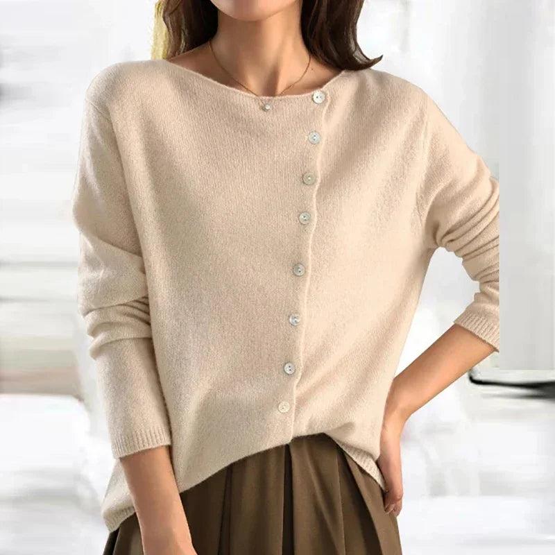 Myrthe Trui | Stylish Cardigan met Asymmetrisch Knopenontwerp