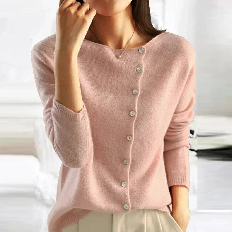 Myrthe Trui | Stylish Cardigan met Asymmetrisch Knopenontwerp