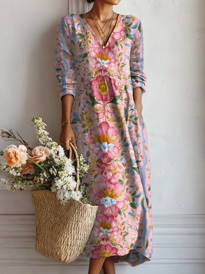 Women's Bohemian Comfort Midi Dress Market Style