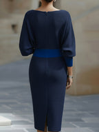 Dames Gedrapeerde Midi Jurk Elegant