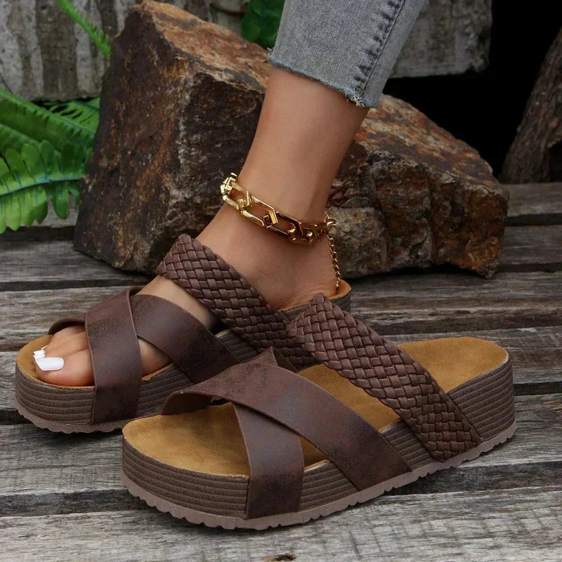 Dames Platform Sandalen met Kruisbandjes