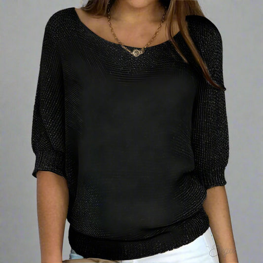 Nimfa Sweater | Stijlvolle Losse Gebreide Trui met Halve Mouwen |