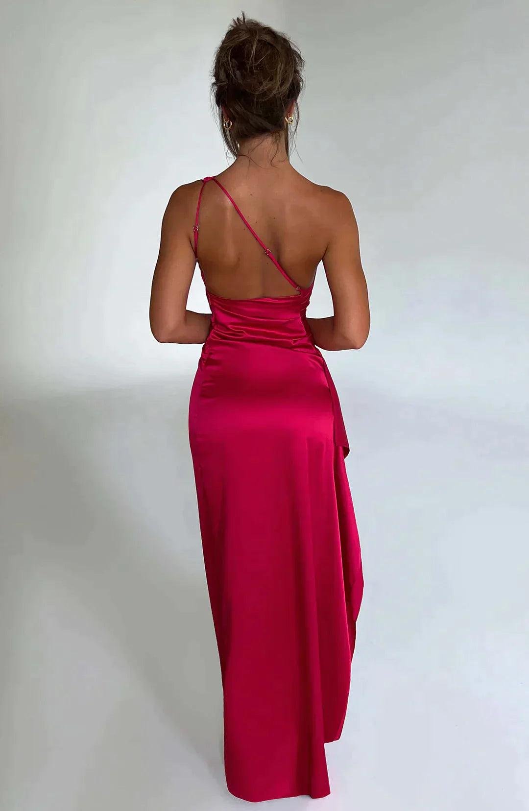 Odette Dress | One shoulder satijnen feestjurk - Carla Moda
