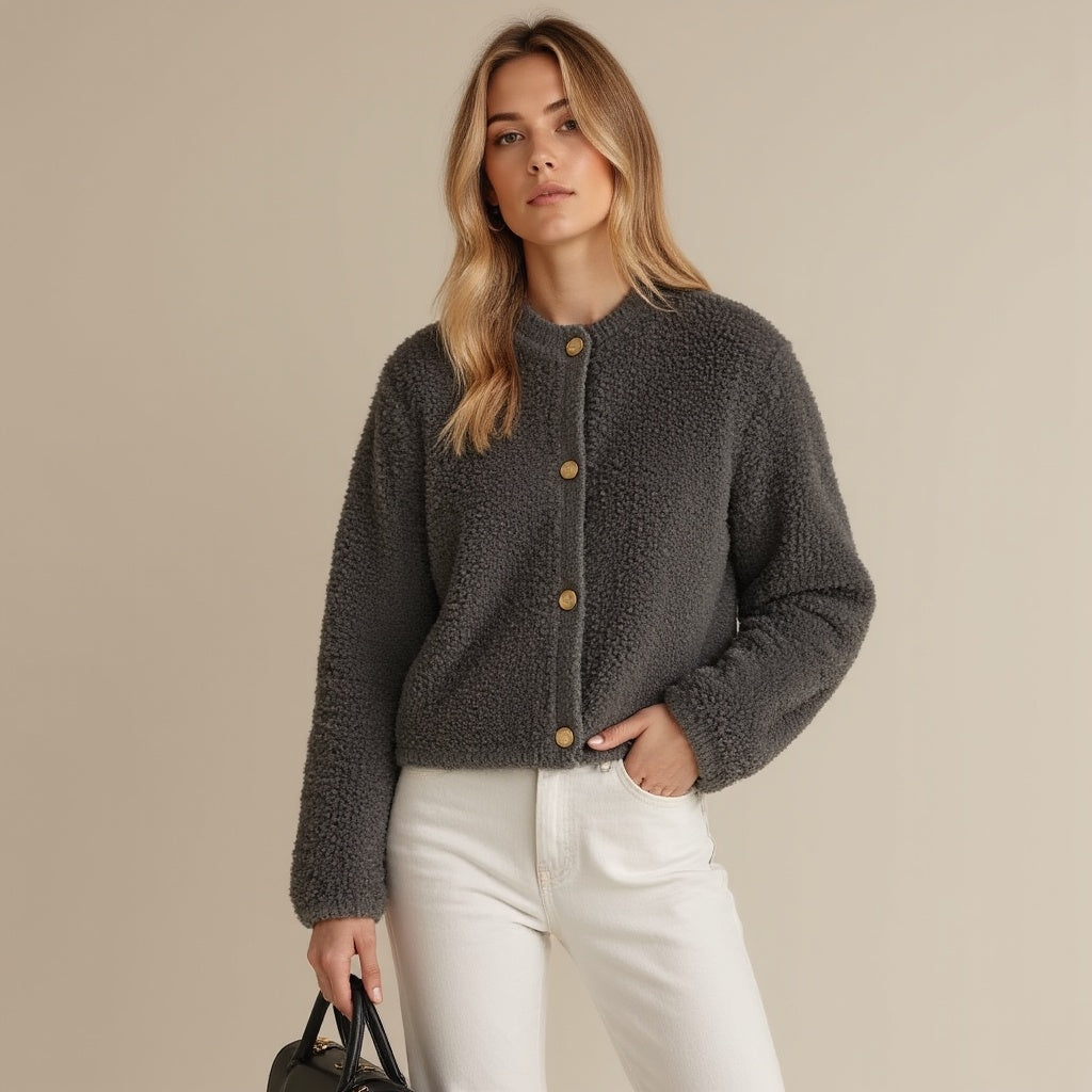 Wendolyn Vest | Dames Herfst Fluffy Gebreid Vest met Decoratieve Knopen