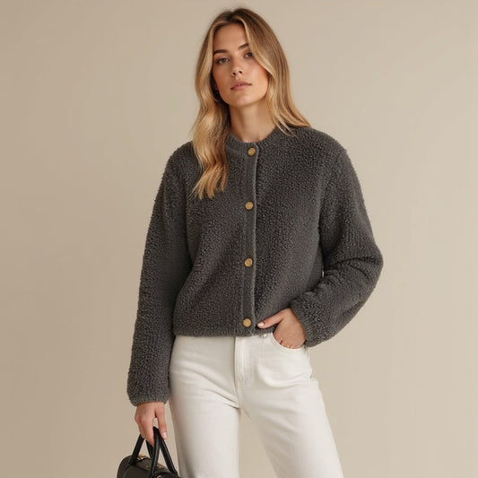 Wendolyn Vest | Dames Herfst Fluffy Gebreid Vest met Decoratieve Knopen