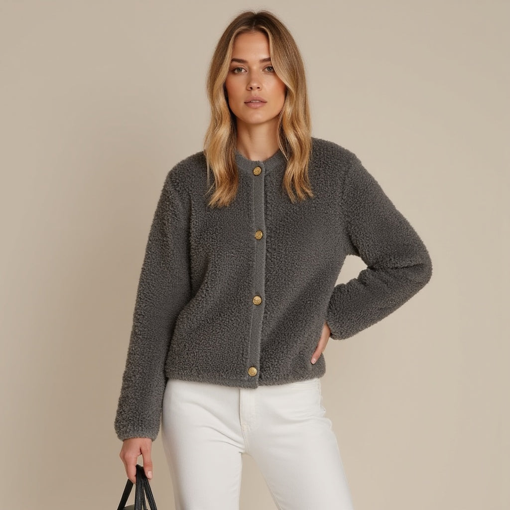 Wendolyn Vest | Dames Herfst Fluffy Gebreid Vest met Decoratieve Knopen