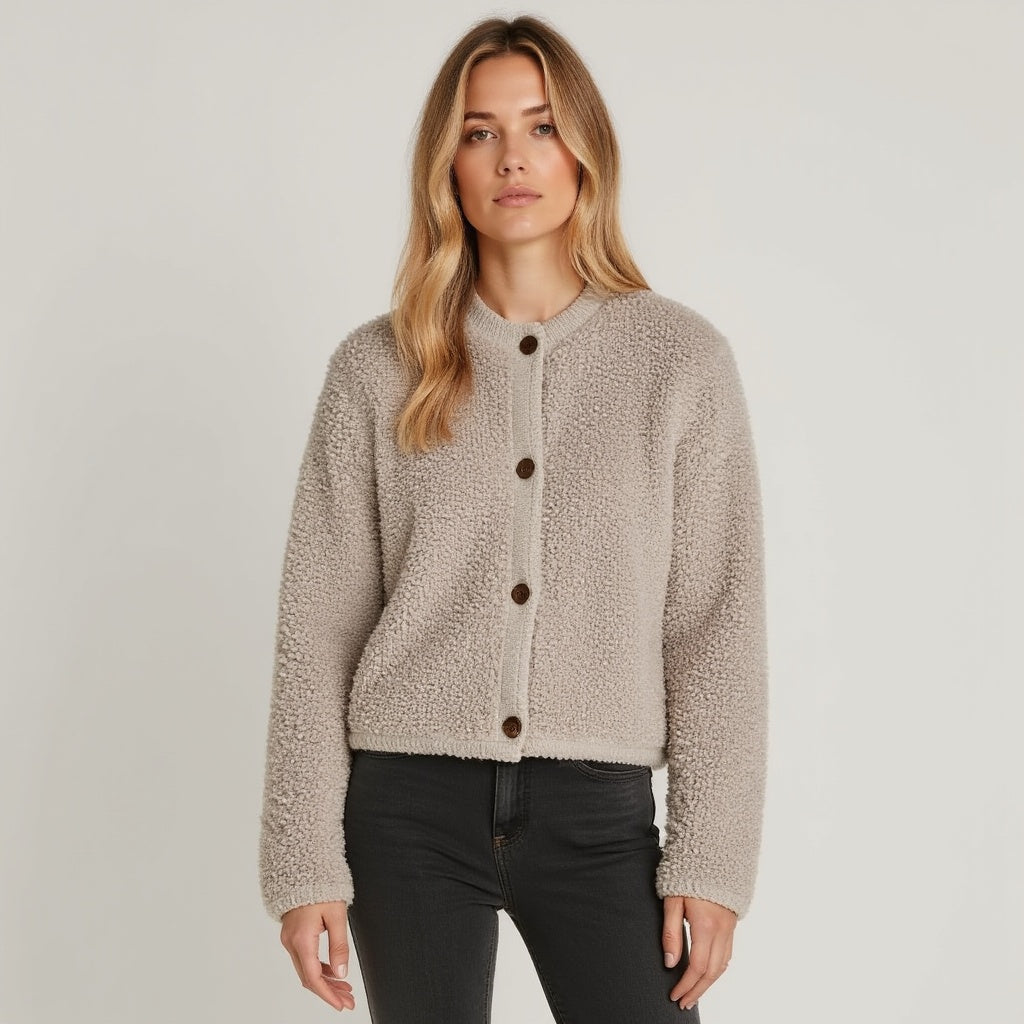 Wendolyn Vest | Dames Herfst Fluffy Gebreid Vest met Decoratieve Knopen