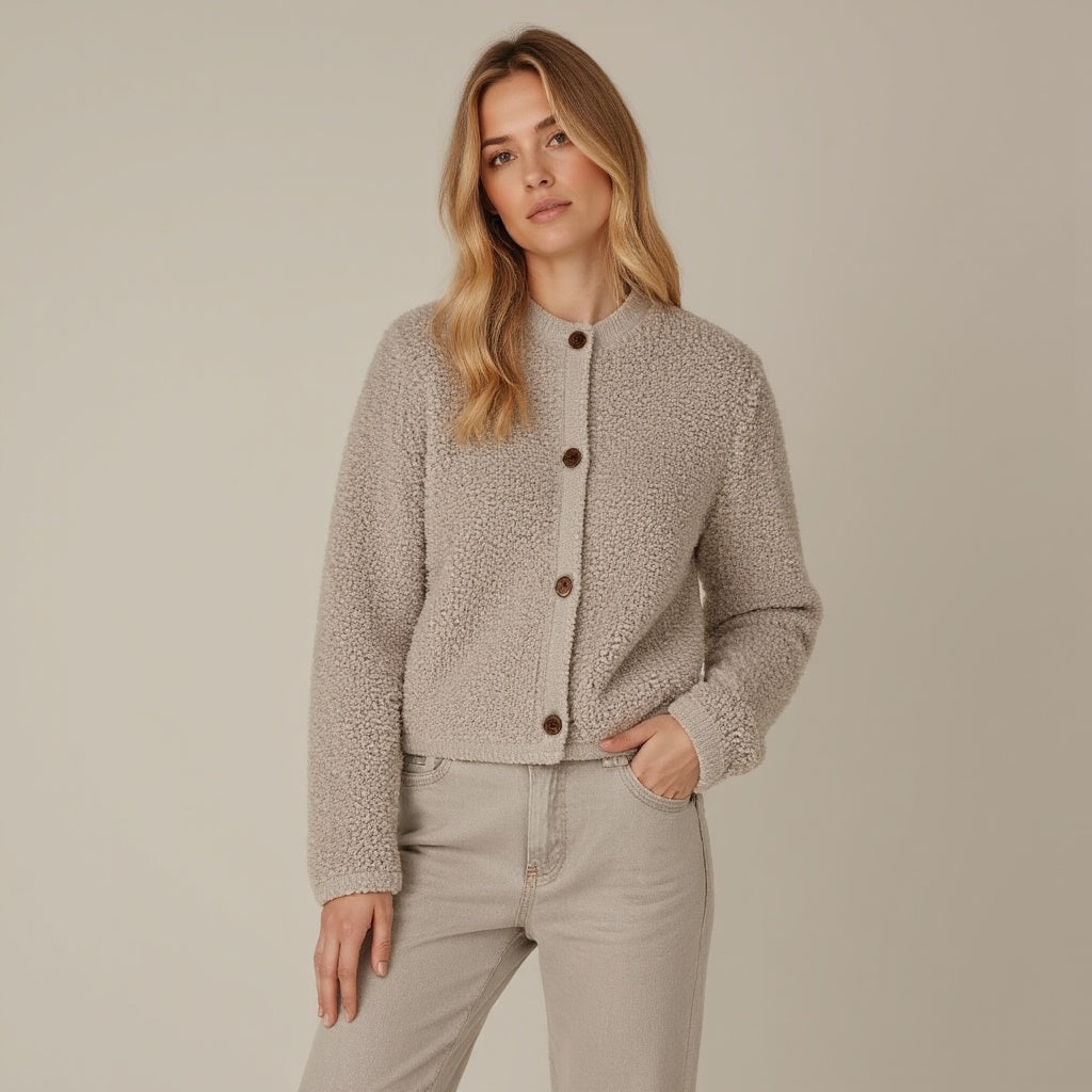 Wendolyn Vest | Dames Herfst Fluffy Gebreid Vest met Decoratieve Knopen