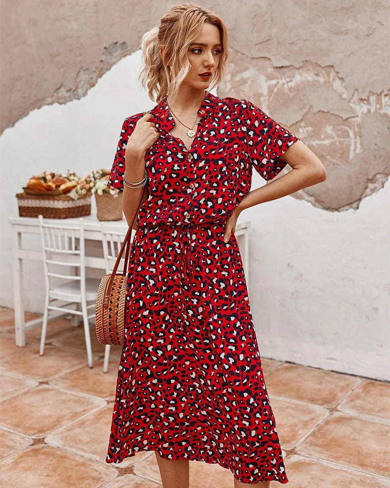 Dames Zomer Midi Jurk Dierenprint