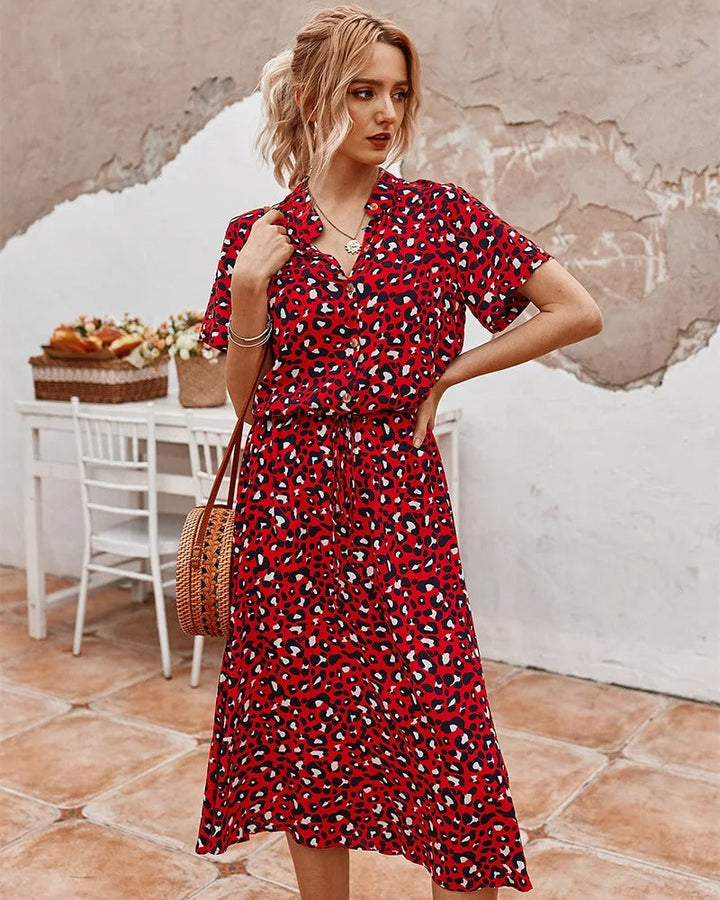 Dames Zomer Midi Jurk Dierenprint