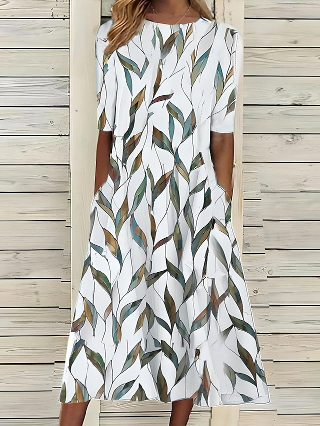Dames Coastal Midi Jurk Bloemenprint