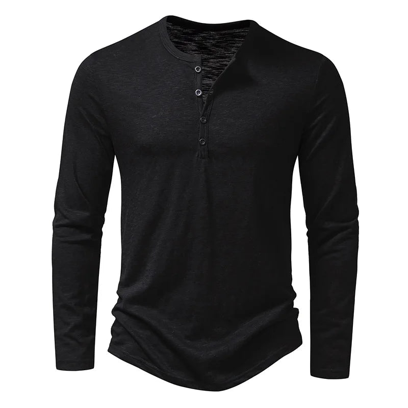London Overhemd | Heren Lange Mouw Henley Overhemd