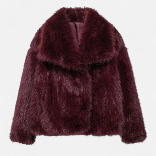 Dames Bordeaux Winterjas Klassieke Stijl