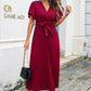 Vianney Jurk | Dames Herfst Maxi Jurk met Plissé, Wijde Mouwen en Taille Ceintuur