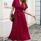 Vianney Jurk | Dames Herfst Maxi Jurk met Plissé, Wijde Mouwen en Taille Ceintuur
