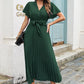 Vianney Jurk | Dames Herfst Maxi Jurk met Plissé, Wijde Mouwen en Taille Ceintuur
