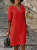 Dames Elegante Mini Jurk met V Hals