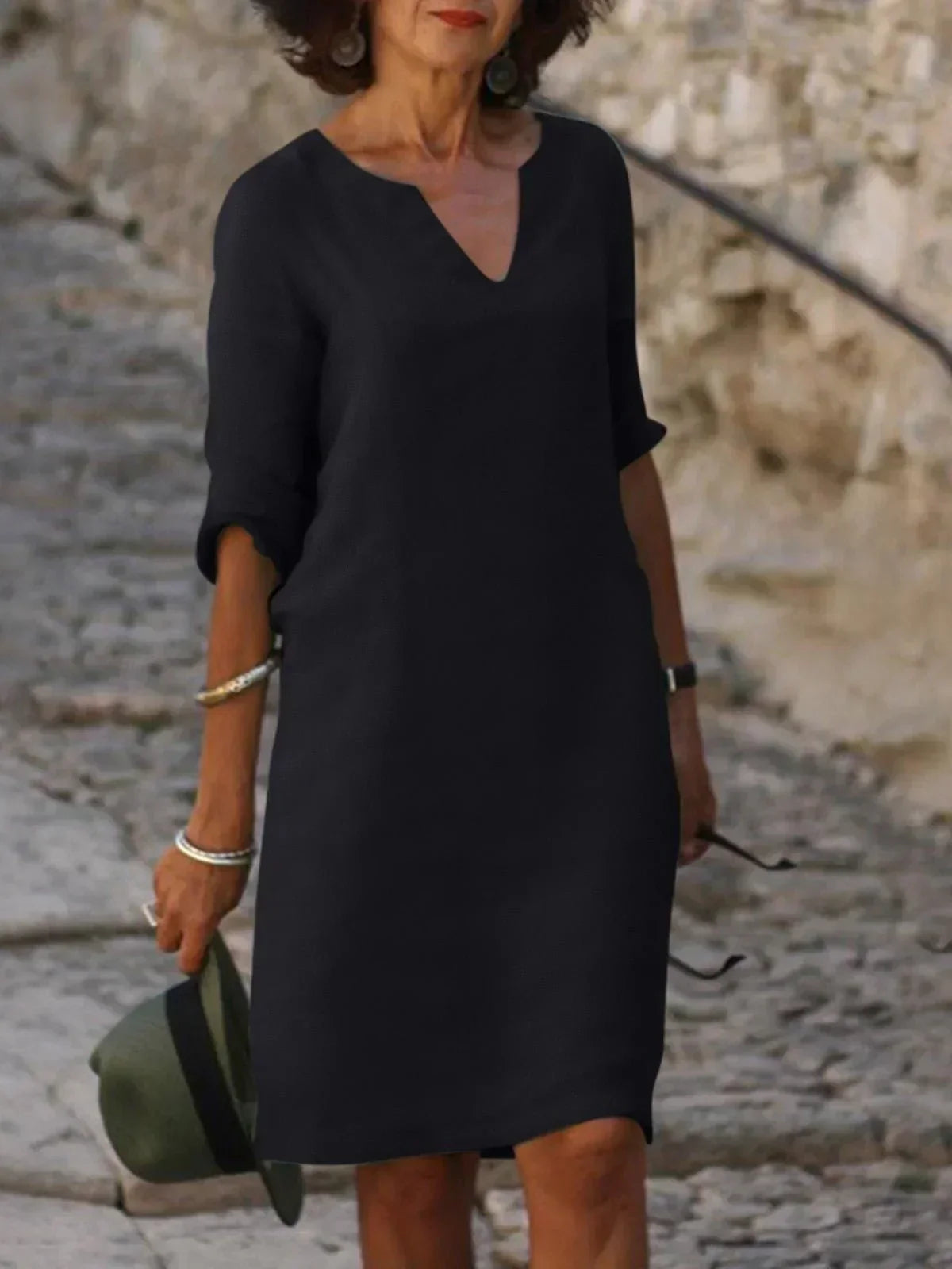 Dames Minimalistische Mini Jurk Driekwart Mouwen