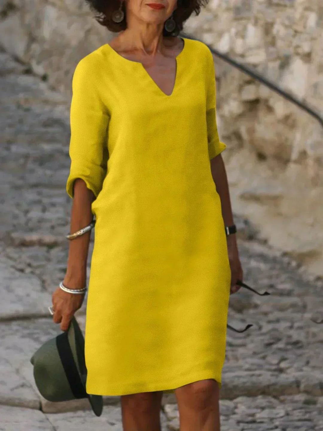 Dames Minimalistische Mini Jurk Driekwart Mouwen