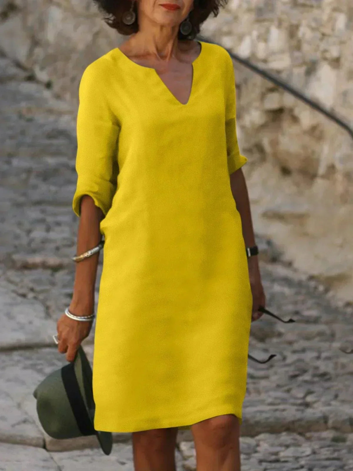 Dames Minimalistische Mini Jurk Driekwart Mouwen